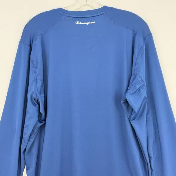 Mens Champion Double Dry Size XL Athletic Navy Blue Shirt Long Sleeves - Picture 4 of 16